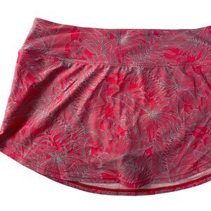 PRANA Red Pink / Gray Swim Skirt with Bikini Bottoms Built in.  Size Women's Lar